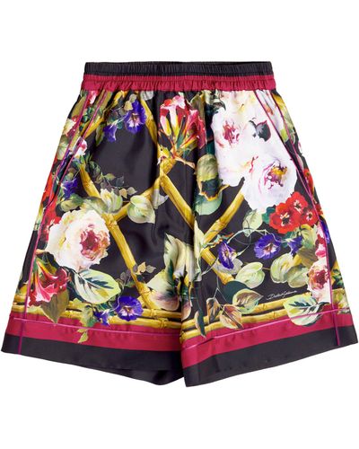 Dolce & Gabbana Shorts Con Stampa Roseto - Rosso