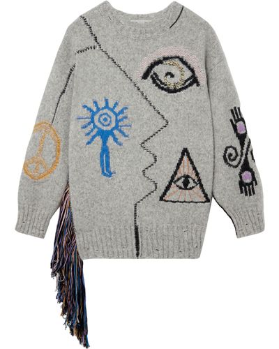 Stella McCartney Folk Embroidery Sweater - Gray