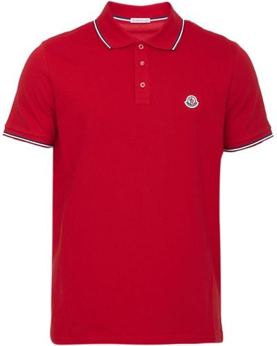 Moncler Polo in cotone con logo - Rosso