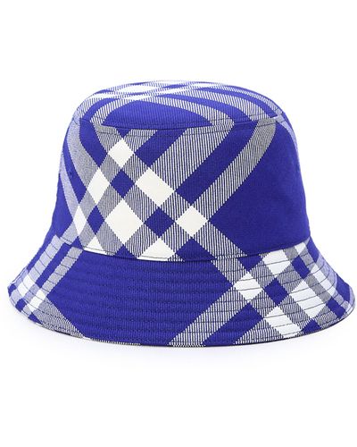 Burberry Check Bucket Hat - Blue