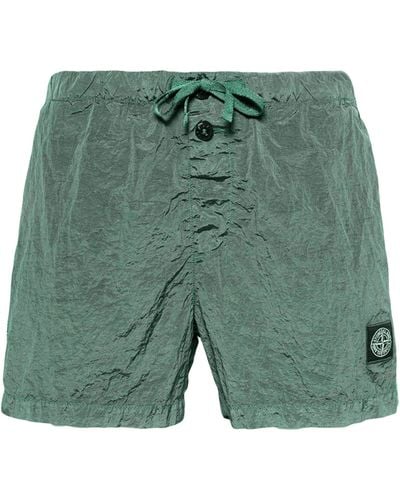 Stone Island Swim Shorts With Logo - Green