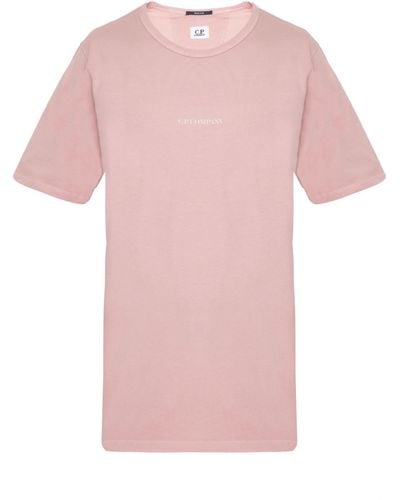 C.P. Company Tshirt in cotone con logo - Rosa