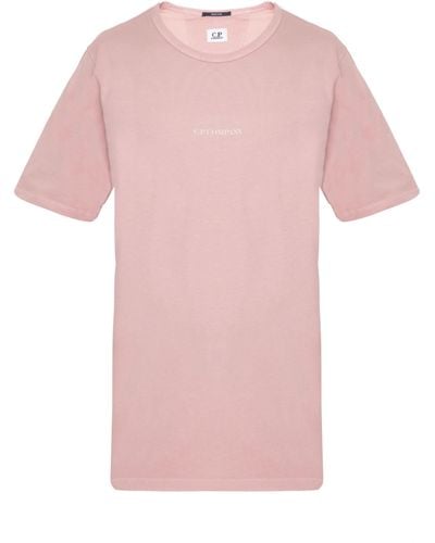 C.P. Company Logo Cotton Tshirt - Pink
