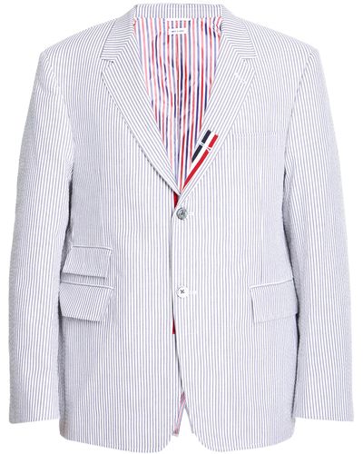 Thom Browne Cotton Seersucker Jacket - White