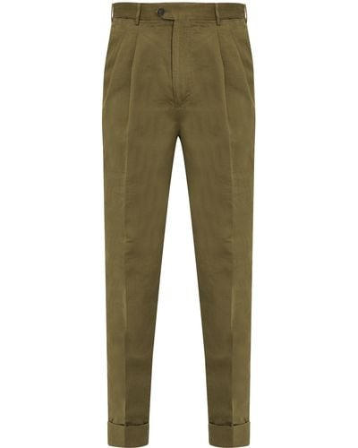 PT Torino Cotton And Linen Trousers - Green
