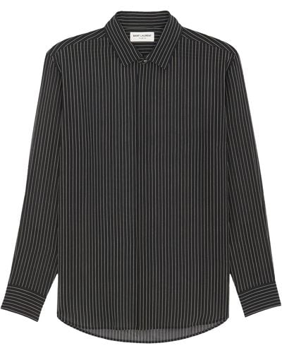 Saint Laurent Silk Georgette Shirt - Black