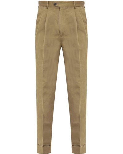 PT Torino Cotton And Linen Pants - Natural