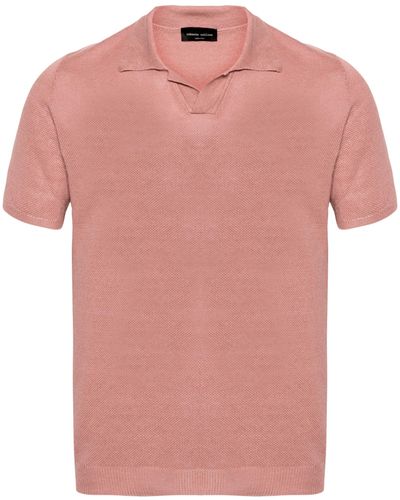 Roberto Collina Linen Polo Shirt - Pink