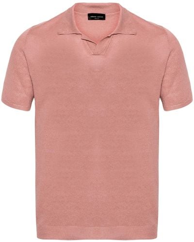 Roberto Collina Linen Polo Shirt - Pink