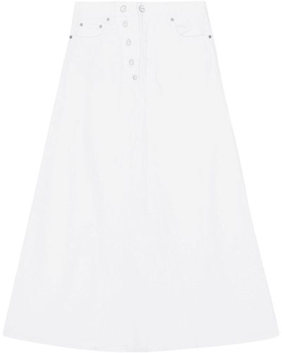 Ganni Denim Maxi Skirt - White