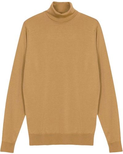 John Smedley Beige Merino Sweater - Natural