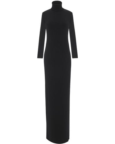 Saint Laurent Roll-neck Wool Maxi Dress - Black