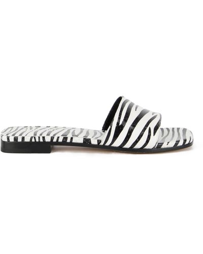 Paris Texas Zebra-print Flat Sandals - White