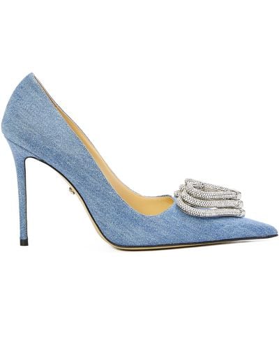 Mach & Mach Mach E Mach Denim Court Shoes With Crystals - Blue