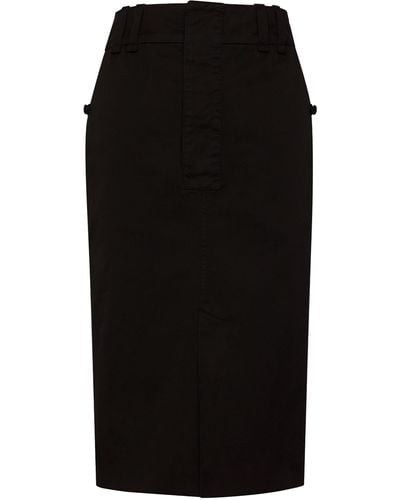 Saint Laurent Cotton Pencil Skirt - Black