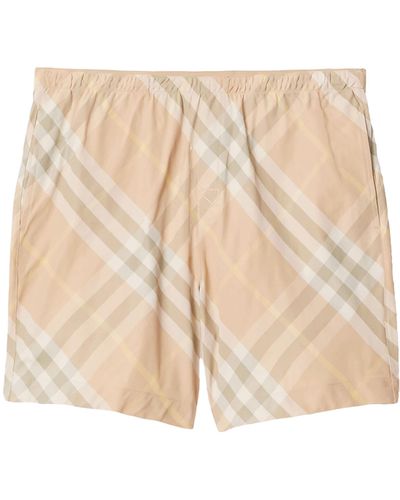Burberry Check Swim Shorts - Natural