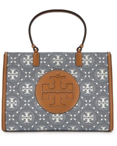 Tory Burch Ella T Monogram Denim Tote Bag - Blue