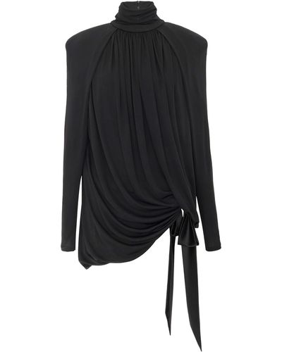 Saint Laurent Draped Jersey Dress - Black