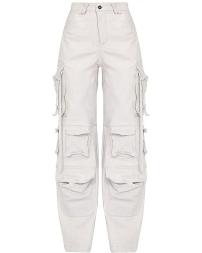 Salvatore Santoro Leather Cargo Trousers - White
