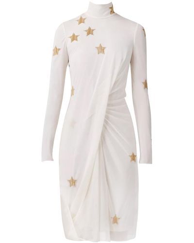 Burberry Silk Viscose Dress With Stars - White