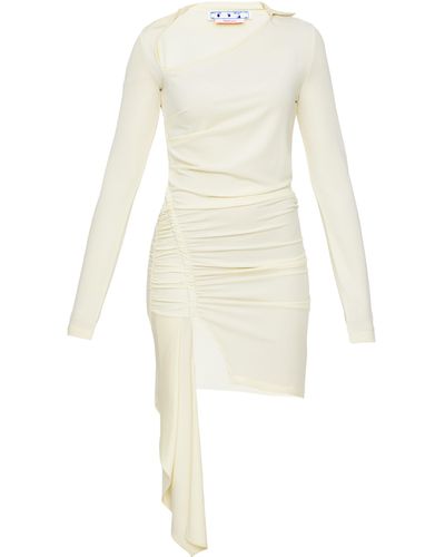 Off-White c/o Virgil Abloh Viscose Crepe Draped Dress - White