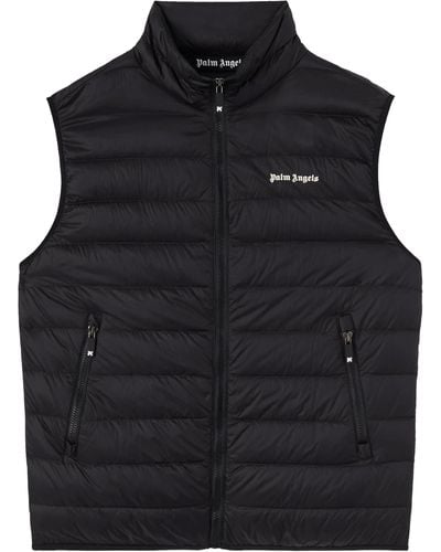 Palm Angels Padded Vest With Logo - Black