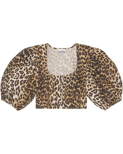 Ganni Leopard-print Top - Multicolor