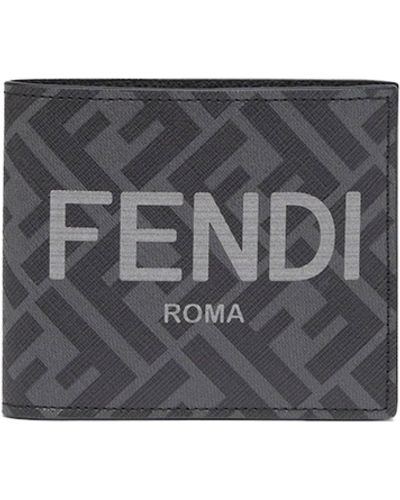 Fendi Bi-fold Wallet With Logo - Black