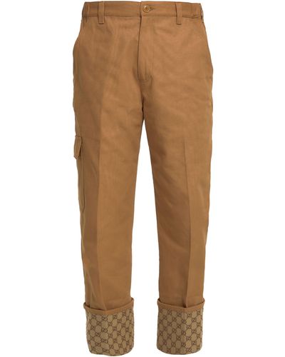 Gucci Pants With gg Cuff - Natural