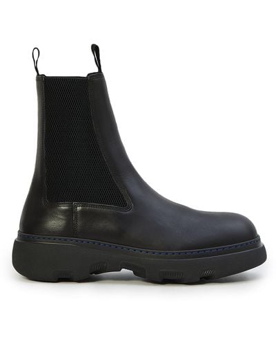 Burberry Leather Creeper Chelsea Boots - Black