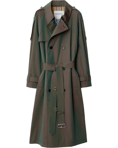 Burberry Cotton Long Trench Coat - Green
