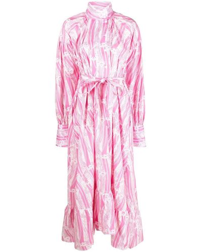 Patou Flounced Maxi Dress - Pink