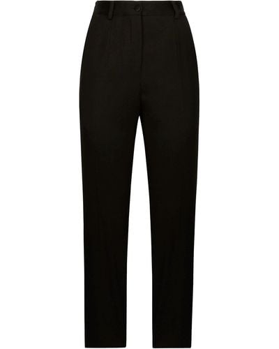 Dolce & Gabbana Wool Gabardine Trousers - Black