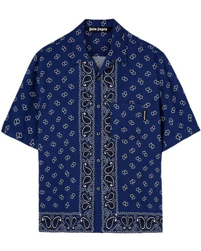 Palm Angels Camicia Con Stampa Paisley - Blu