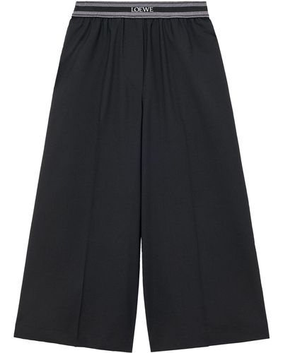 Loewe Cropped Pants In Wool - Black