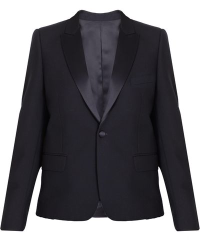 Celine Tuxedo Jacket In Wool - Blue