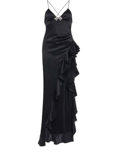 Alessandra Rich Silk Slip Dress - Black