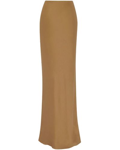 Saint Laurent Crêpe Satin Long Skirt - Natural