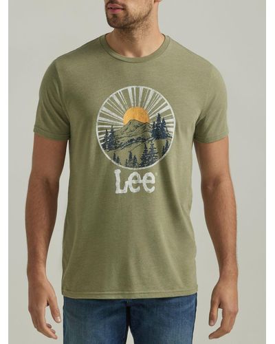 Lee Jeans Mens Shining Hill Graphic T-shirt - Green