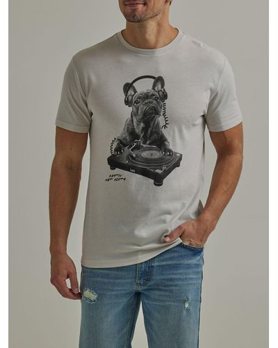 Lee Jeans Mens Dj Dog Graphic T-shirt - Gray
