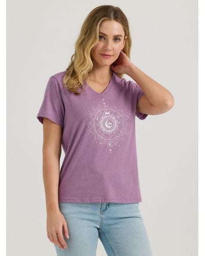 Lee Jeans Womens Orbit V-neck Graphic T-shirt - Purple