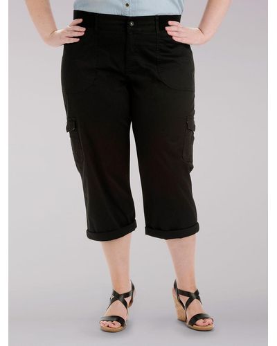 Lee Jeans Relaxed Fit Austyn Cargo Capri Plus Size - Black