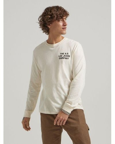 Lee Jeans Mens Workwear Long Sve T-shirt - Natural