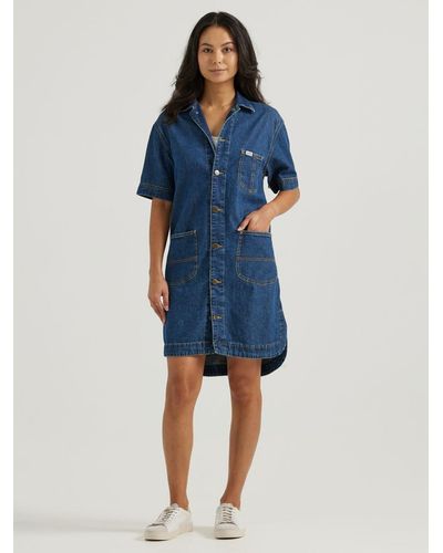 Lee Jeans Womens Shorts Sve Denim Chore Pocket Dress - Blue