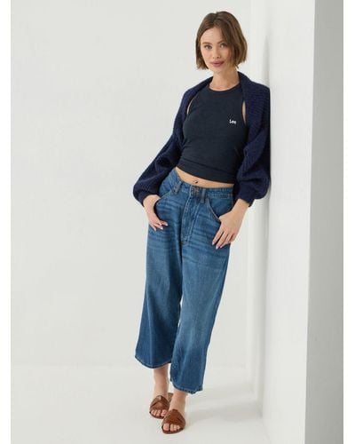 Lee Jeans Womens Loose Crop Button-fly Jeans - Blue