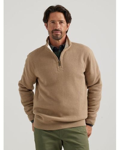 Lee Jeans Mens Thermal Sherpa Lined 1/4 Zip Pullover - Natural