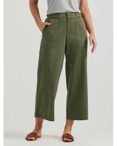 Lee Jeans Womens Ultra Lux Comfort Wide Leg Utility Crop Pants - Green
