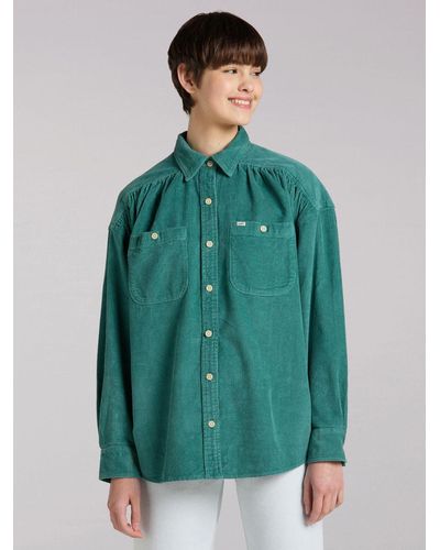Lee Jeans European Collection Femme Frontier Shirring Button Down Shirt - Green
