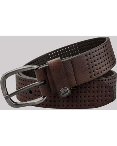 Lee Jeans Womens Perforated Leather Belt - Brown