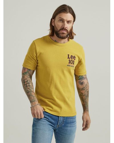 Lee Jeans Mens 101 Denim Goods Graphic T-shirt - Yellow